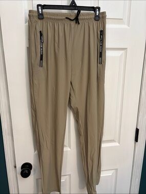 Men's Khaki Active Joggers with Elastic Waistband